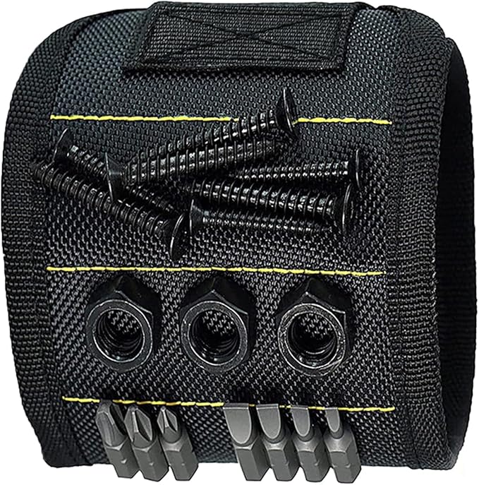 Magnetic Wristband for Tool Father Colleague with Magnets Adjustable Size Suitable for Fixing with Screw Nails Wrenches