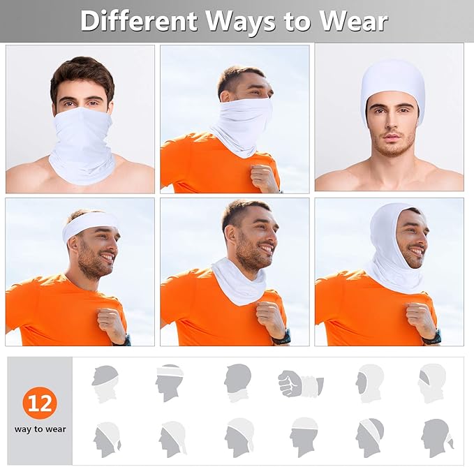 Geyoga Neck Gaiter Bandana Face Mask Summer UV Protection Cooling Breathable Face Mask Neck Scarf Balaclava for Men Women