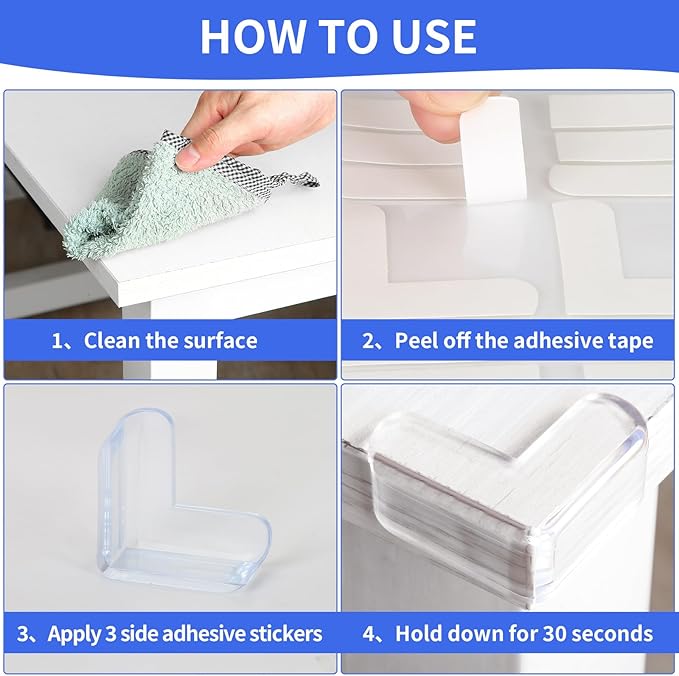 18 Pack Corner Protectors Baby Proof Corners and Edges Protector, Extra Large Clear Table Corner Protectors for Baby Safety Guards Bumpers Cover Sharp Furniture, L Shape