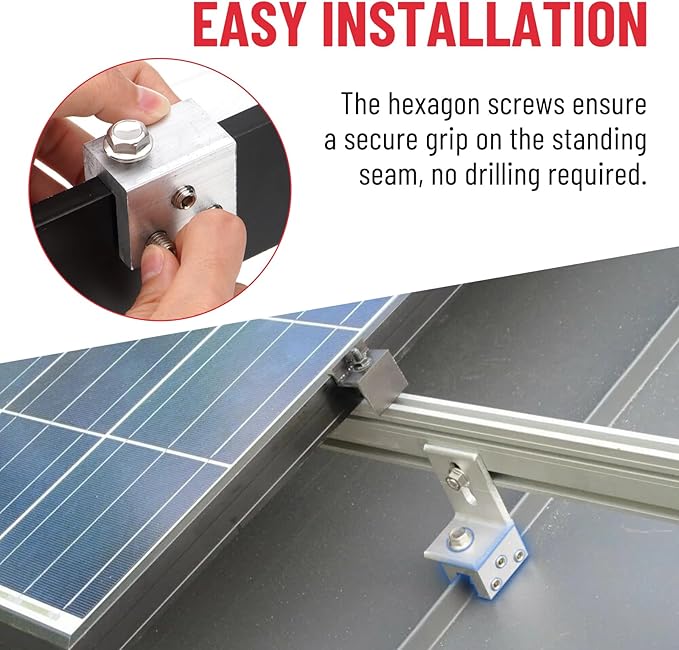 24PCS Standing Seam Roof Clamps, Metal Roof Fixing Clamps, Racking Bracket for Solar Panel Module Installation, Starlink Base, Heat Cable and Snow Guard Attachment