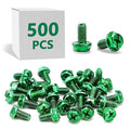 500 PCS Green Ground Screws for Electrical Box,10-32 x 3/8 Inch Combo Grounding Screw Hex Phillips Head for Junction Box and Electric Outlet