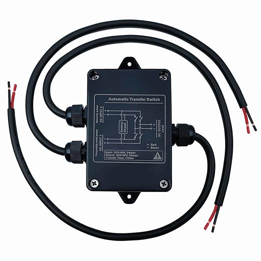 Automatic Transfer Switch DC 5V-60V ATS Auto Transfer Switch Transfer Switchs for Home Generator <10ms for refrigerators, Emergency Lights, etc(bicut DC).