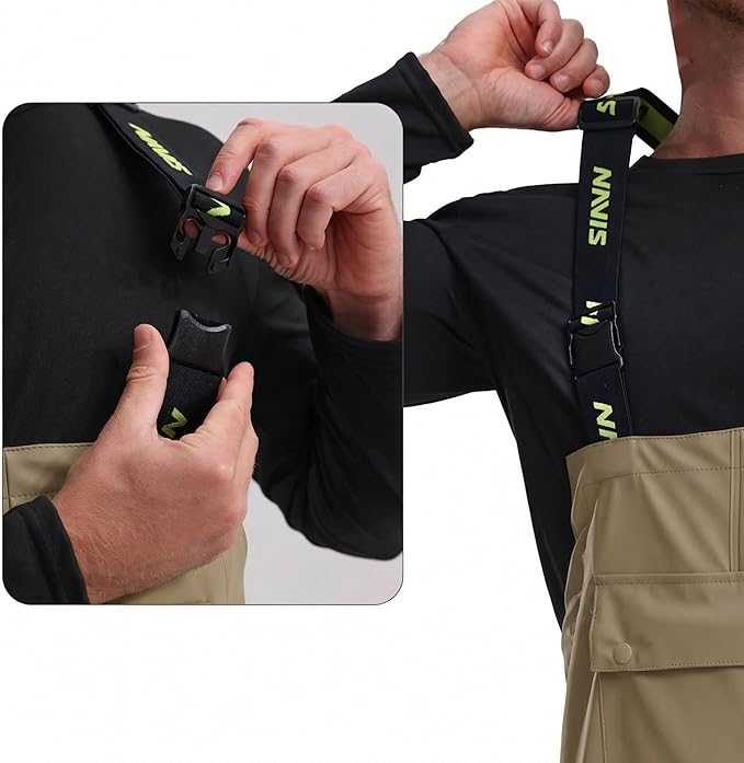 Men's Waterproof Workwear Bib Overalls - Heavy Duty Stretchable Rain Bibs for Fishing & Outdoor Work