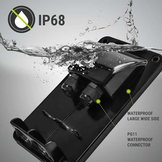 Newpowa Solar Double Cable Entry Gland Box Waterproof Dual Wire Connector Adapter Housing Plate ABS Mount Ideal for Marine Use, RVs, Caravans, Boats
