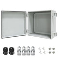 Junction Box IP65 Waterproof Electrical Box Outdoor ABS Plastic Project Box Hinged Shell Universal Enclosure Box with Mounting Plate, Wall Brackets, Cable Glands 11.8" x 11.8" x 7.1"