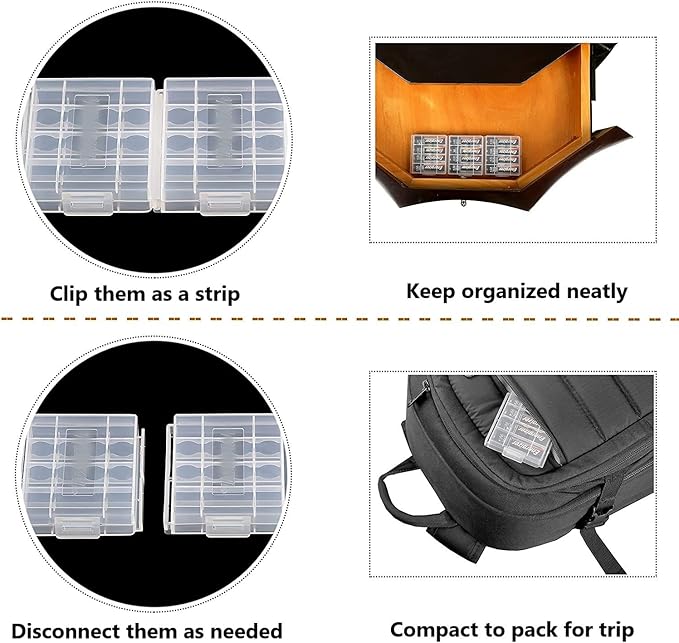 Battery Organizers AA/AAA Battery Containers Holders Compact Portable Storage Cases Insulative Plastic Clear Protective Battery Cases for Travelling/Home/Office/School/Garage(20 PCS)