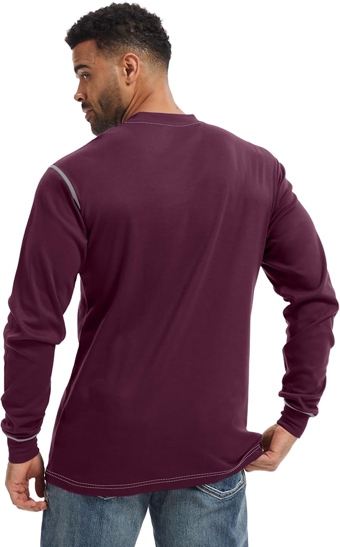WORKWEYA FR Shirts for Men 6.5 oz Flame Resistant Long Sleeve Henley Shirt NFPA 2112/CAT2