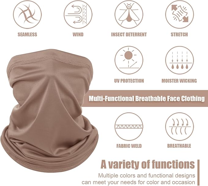 Geyoga 6 Pieces Summer UV Protection Cooling Neck Gaiter Face Clothing Neck Gaiter Mask Scarf Sunscreen Breathable Bandana