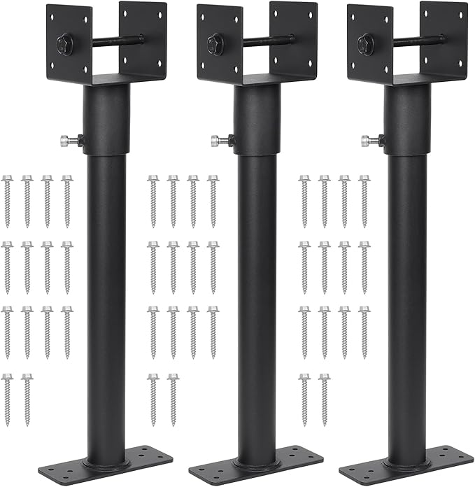 3.6" Heavy Duty Saddle Roof Riser for Patio Pergolas, 16-1/2" High, (Black - Set of 3)