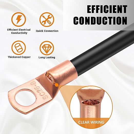 mankk 180PCS Copper Wire Lugs AWG 2 4 6 8 10 12 14 16 Gauge Battery Terminal Connectors Battery Cable Ends Connectors Copper Ring Terminal Kit with Heat Shrink