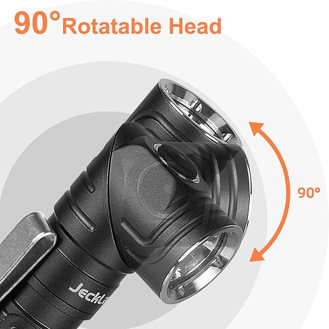 90 Degree EDC Flashlight, 1200 High Lumens Magnetic Flashlight with Clip, 6 Modes Rechargeable Led Headlamp, Pocket Tactical Flashlight for Working, Camping（Battery Included）