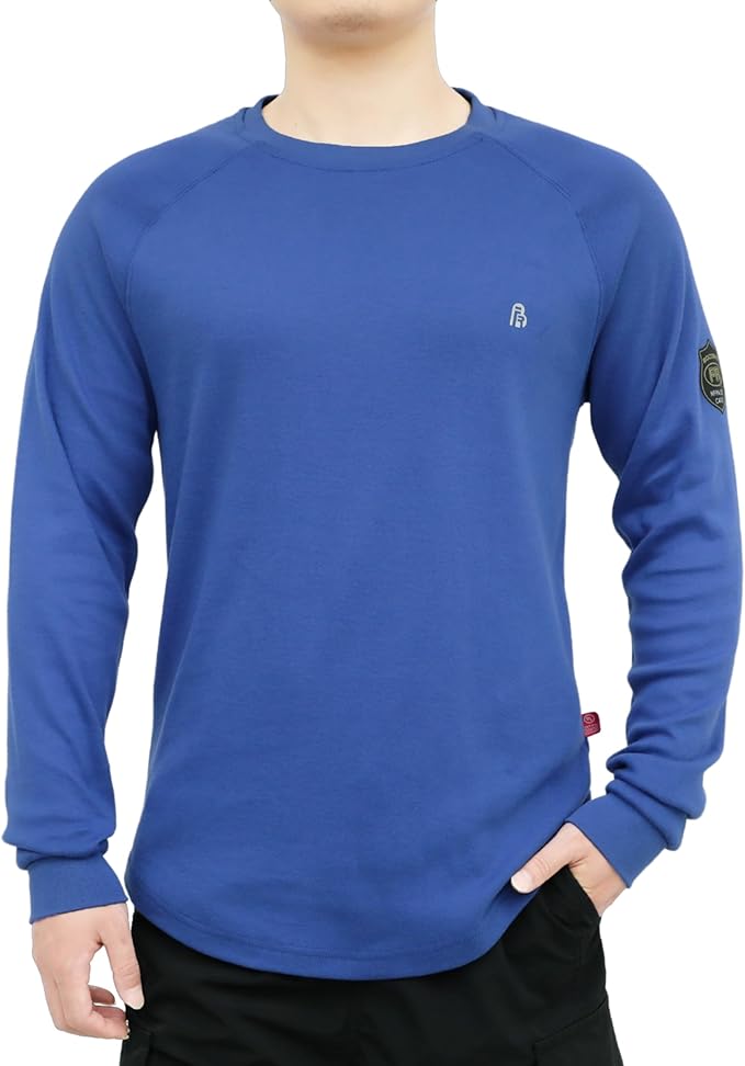 BOCOMAL FR Shirt 7oz Heavyweight Flame Resistant Shirts for Men Fire Retardant Long Sleeve Crew Work Shirts CAT2