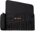 Wrench Roll, Wrench Roll Up Pouch, 19-Pocket Heavy Duty Canvas Wrench Organizer Bag for Metric Combination Wrenches, Portable Tool Roll Bag, Gifts for Men for Christmas(Black, 19+1 Metric)