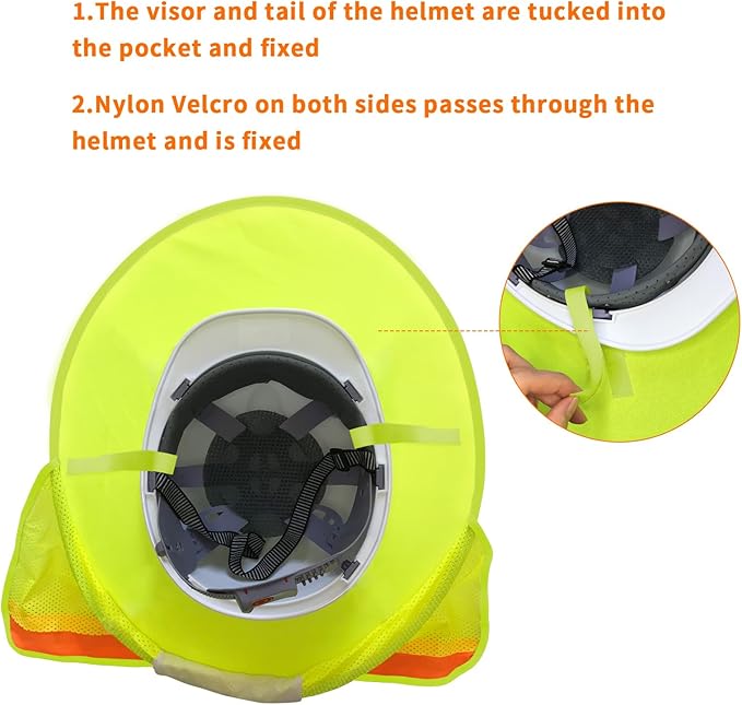 4 Pack Hard Hat Sun Shade Full Brim, Hard Hat Visor Mesh Neck Sun Shield with Reflective Strips Neck Sunshade Cover, Hard Hat Accessories（Yellow）