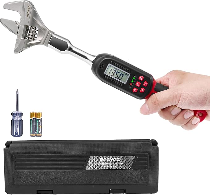 Adjustable Digital Torque Wrench 5-100 ft.lb/6.8-135 N.m,Electronic Torque Wrench with 42 mm Open End, 2% Accuracy, LED Buzzer Alert, for HVAC