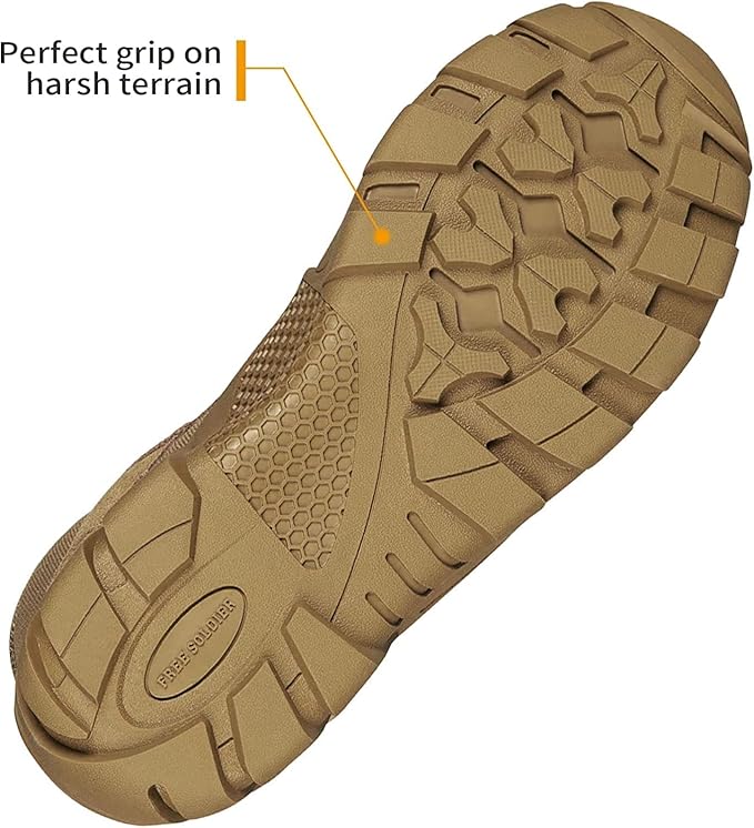 FREE SOLDIER Men's Waterproof Hiking Boots Tactical Work Boots Outdoor Lightweight Military Boots