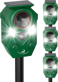 Solar Deer Repellent Devices Outdoor - Ultrasonic Animal Repellent with Motion Sensor & Strobe Light, Waterproof Animals Deterrent for Yard Garden Farm to Repel Cats, Coyote, Squirrels
