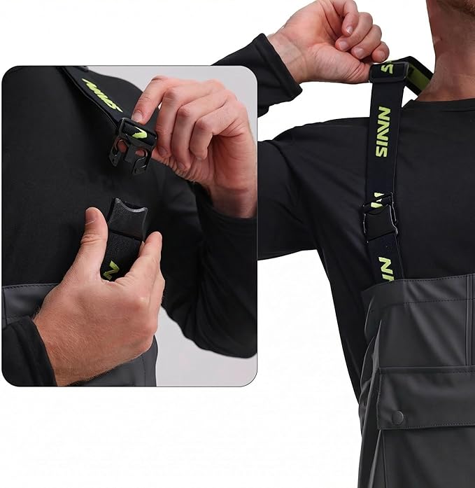 Men's Waterproof Workwear Bib Overalls - Heavy Duty Stretchable Rain Bibs for Fishing & Outdoor Work