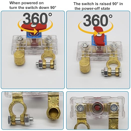 Car Battery Power Cut-Off Switch Breaker, Pure Copper Stable Transmission High Conductivity Disconnect Switch Smart Car Battery Disconnect Switch Clear PC Shell for Car Truck Boat Rv Supplies