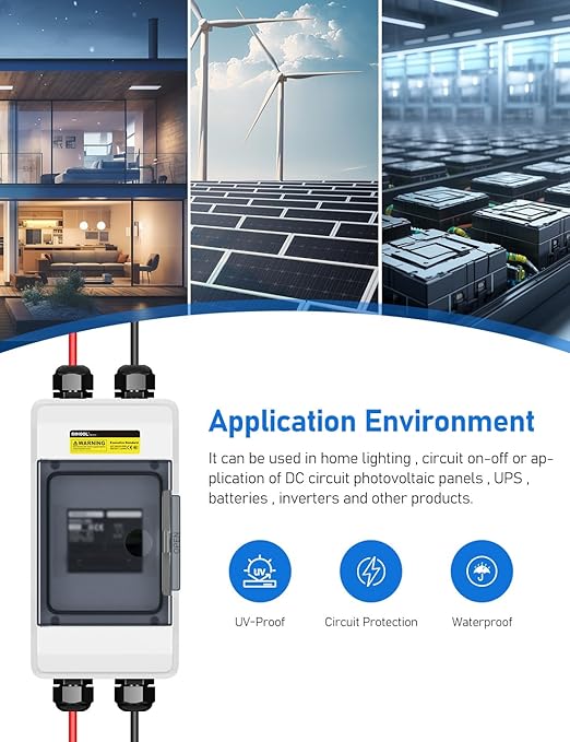DIHOOL Solar Panel Disconnect Switch 80 Amp DC 1000V Solar Circuit Breaker Box