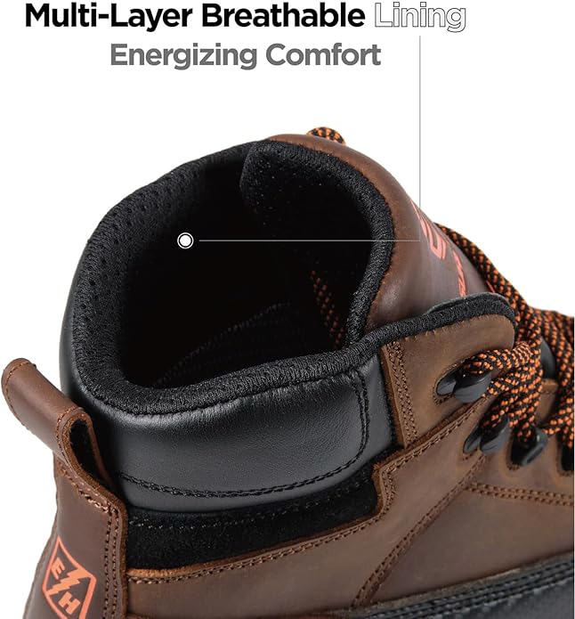 SUREWAY Men's 6" Waterproof Soft/Composite Toe Work Boots - Crazy Horse Leather Safety Shoes,GoodyearWelt Slip Resistant EH Rated Heavy Duty Construction Boots for Industrial, Roofing, Landscaping