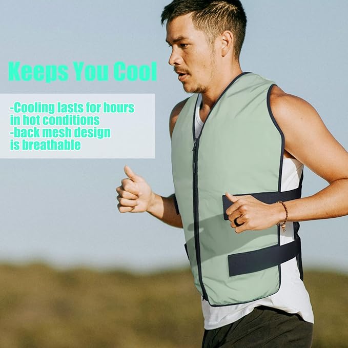 MR.ICE Cooling Vest for Men & Women - Adjustable Ice Vest for Motorcycle, Workers, Sports, Outdoor, Heat Relief