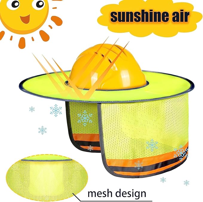 Jspupifip 20 Pack Hard Hat Sun Shade Full Brim Sun Shield High Visibility Visor with Reflective Strip for Hard Hat Accessories Construction Sites