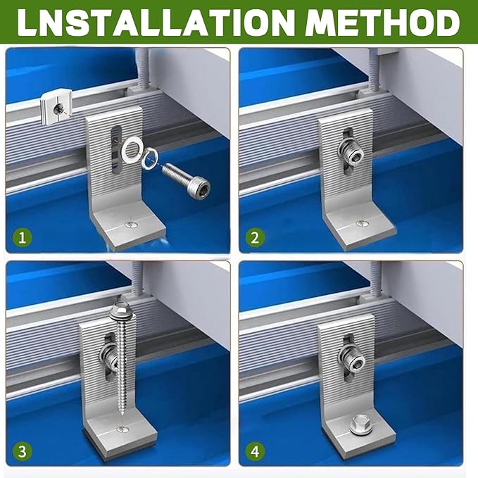 12 Pack Solar Mount L-Bracket with Hardware, Aluminum Alloy Photovoltaic Solar Panel Mounting L Brackets for RV Boat Off Grid Roof, Motor Home Roof