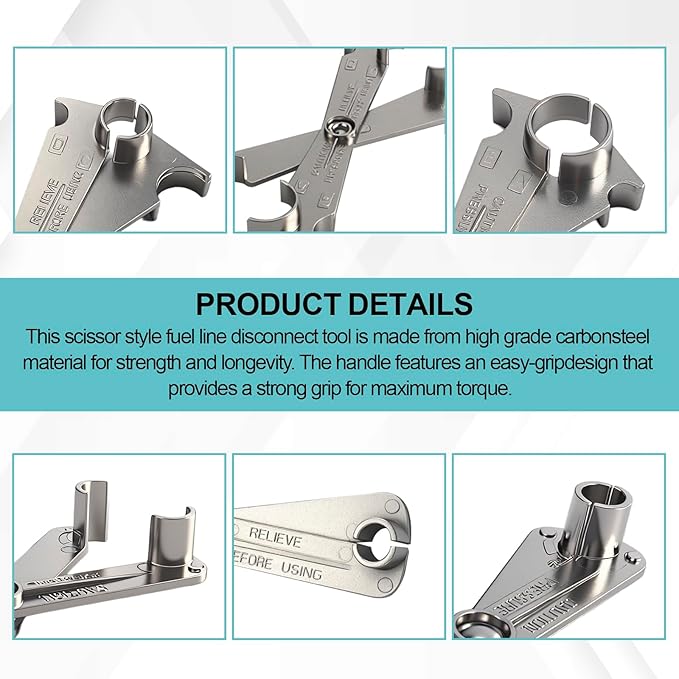 2PCS Scissor Fuel Line Disconnect Tool, Fuel Filter Removal Tool for 3/4" 5/8" 1/2" 3/8" 5/16", Multi-Purpose Wrench for Fuel, Heater & A/C Line Service, Compatible with GM Ford Mazda