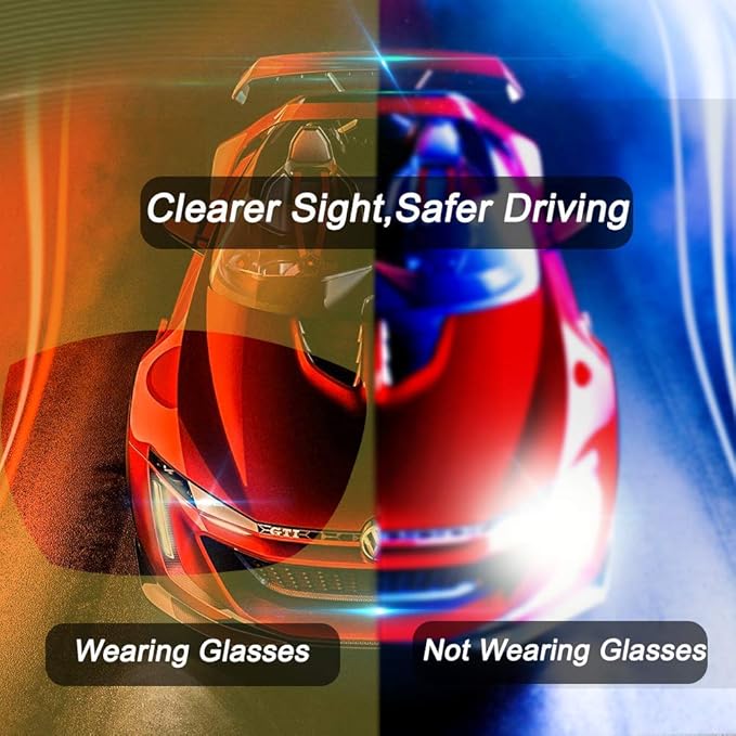 RR Driving Glasses for Men Women - Safety Day Night Polarized Motorcycle Clear Vision Glasses for Cycling - Risk Reducing Anti-Glare UV400 Protection (Night Vision Lens)