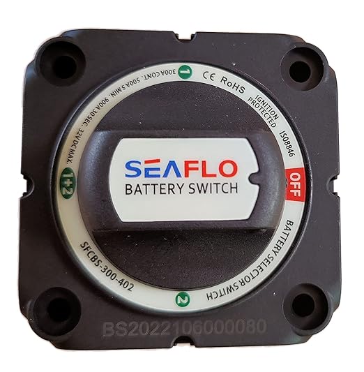 SEAFLO 300A 4-Position Battery Disconnect Switch –12V/24V/48V Heavy-Duty Isolator Switch, OFF/1/2/1+2, IP66 Waterproof, Auto, Marine, Boat, RV, Car, ATV, CE & RoHS Certified (4-Positon |2-Pack)