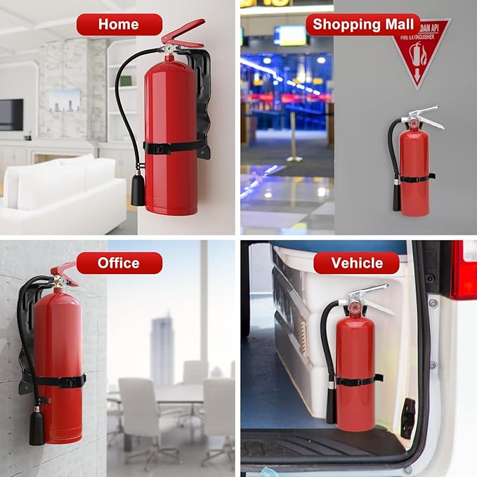 2pcs Home Fire Extinguisher Mount Bracket, 5 LB Metal Truck Fire Extinguisher Mounting Bracket, Mini Extinguishers Mount Holder Kit for Vehicle and Home