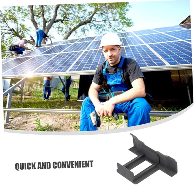 12pcs Solar Panel Water Drainage Clips Photovoltaic Cleaning Brush Deflector Clip Mounting Clamps for Outdoor Maintenance