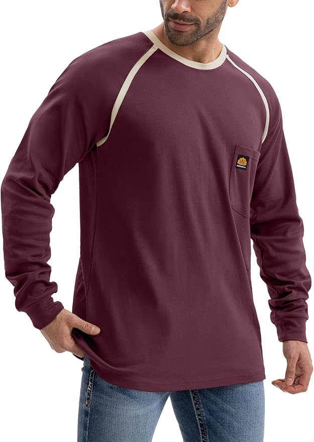 WORKWEYA 6.5oz Men's FR Shirts NFPA 2112 Lightweight Cotton Fire Retardant Shirt