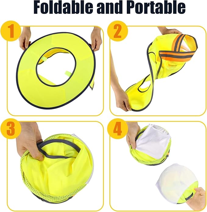 Jspupifip 20 Pack Hard Hat Sun Shade Full Brim Sun Shield High Visibility Visor with Reflective Strip for Hard Hat Accessories Construction Sites