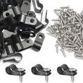 50 Pcs 1/3 Inch Black Nylon Screw Mounting R-type Cable Clip Wire Clamp, 8.4mm Cable Clip Wire Clamp for Wire Management, Stainless Steel Screws Included