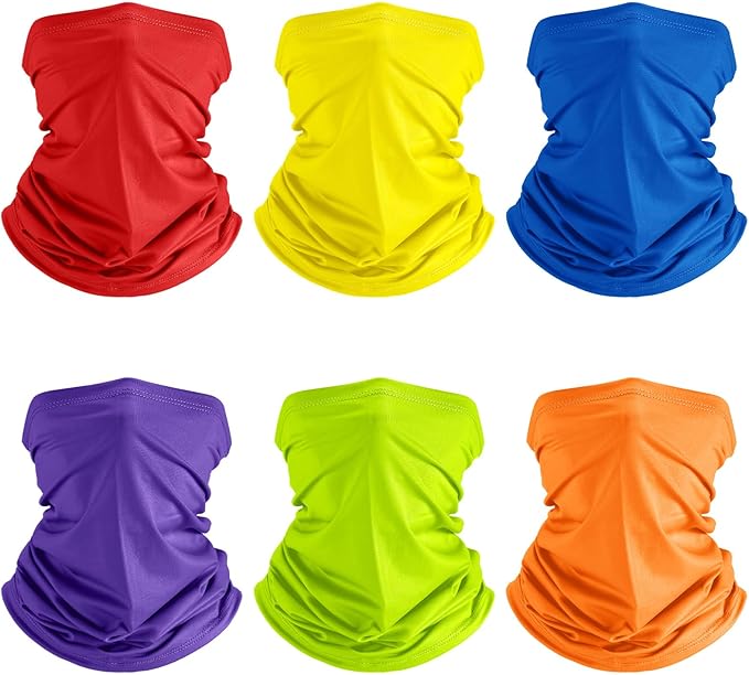 Geyoga 6 Pieces Summer UV Protection Cooling Neck Gaiter Face Clothing Neck Gaiter Mask Scarf Sunscreen Breathable Bandana