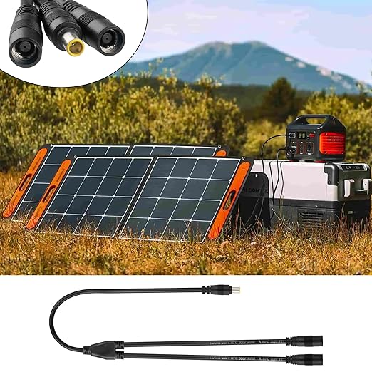 Solar Adapter 8mm Splitter, DC8mm Female and Male Combiner Cable Y Splitter Adapter Cable for Solar Panel Portable Power Station Compatible with Jackery Goal Zero