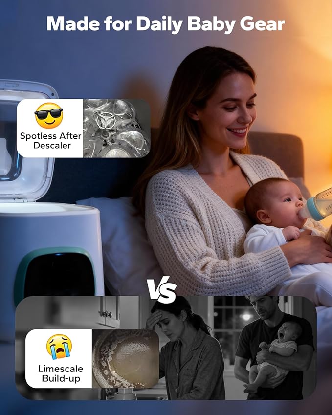 Baby Descaling Tablets: Ideal for BabyBrezza, Momcozy Baby Bottle Washer and ALL BRANDS of Baby Feeding Appliances, 48 Count Remove Milk & Limescale