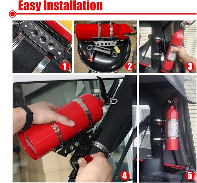 Goldfire Universal Vehicle Adjustable Quick Release Roll Bar Fire Extinguisher Mount Holder Brackets , Fire Extinguisher Mount for Car UTV