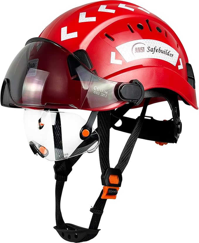 Construction Safety Helmet with Build-in Visor ABS Hard Hat with Visor Adjustable Ventilation Hardhats Work Head Protection ANSI/ISEA Z89.1