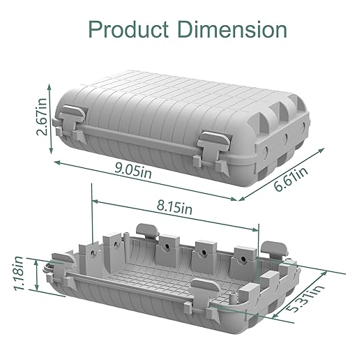 Outdoor Waterproof Electrical Box, Large Extension Cord Cover (9.05x6.61x2.67inch) Plug Protector Cable Connection Safety Box IP54 Water-Resistant for Power Strip, Holiday Light and Decorations, Grey