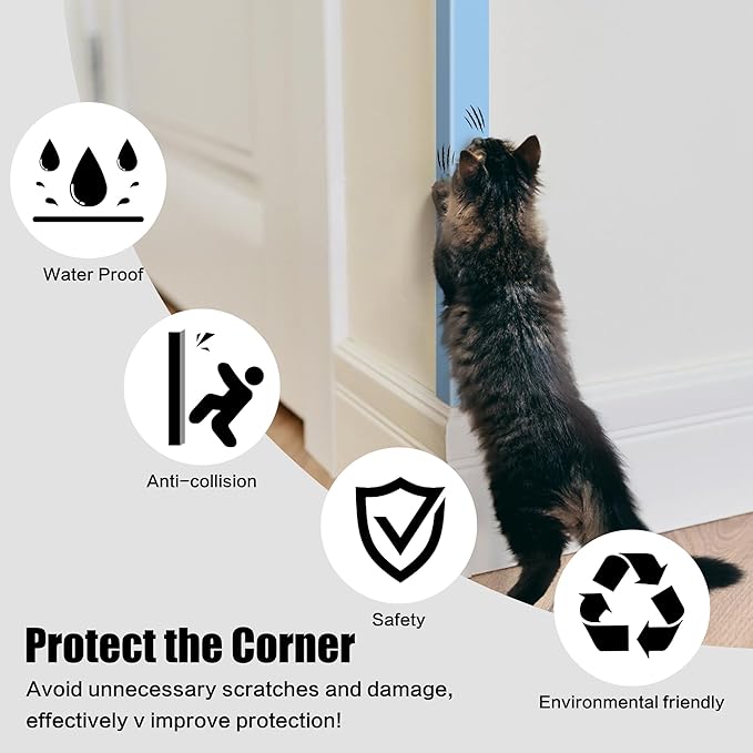 ‎Frychee Wall Corner Protector, Walls Edge Protector，Self-Adhesive Wall Corner Guards,PVC Double Side Edge Protector， Furniture Stairs Guard (Blue 2PCS 90cm/35.4in)