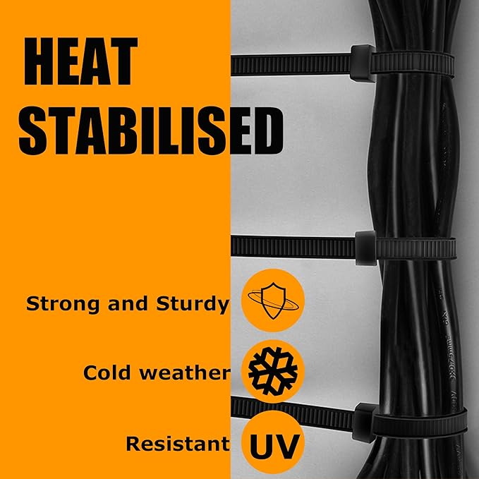 Black Zip Ties140 Pounds Tensile Strength18 Inchx0.3 Inch 100 pcs, Heavy Duty Wire Ties,Extra Long Tie Wraps,Industrial Multi-Purpose UV Resistant Nylon Cable Zip Tiess (18" 140lb / Black)