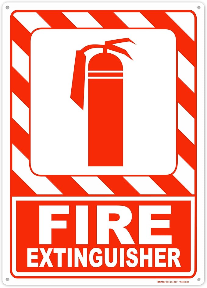 Brimar - 10 x 14" - Fire Extinguisher Sign - Polyethylene Plastic - Fire Safety Sign - Easy Installation