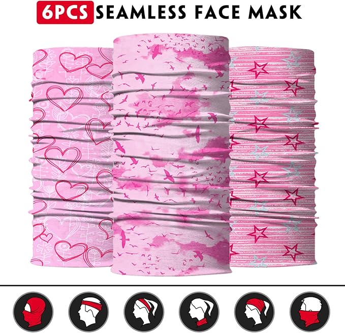Venswell Neck Gaiter Face Mask Men Women,Seamless Bandana Rave Face Cover Scarf Mask,Balaclava,Headband, Head Wrap,Headwear