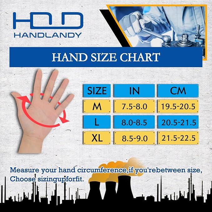 HANDLANDY Mens Work Gloves Touch screen, Utility Mechanic Gloves, Flexible Breathable Fit- Padded Knuckles & Palm