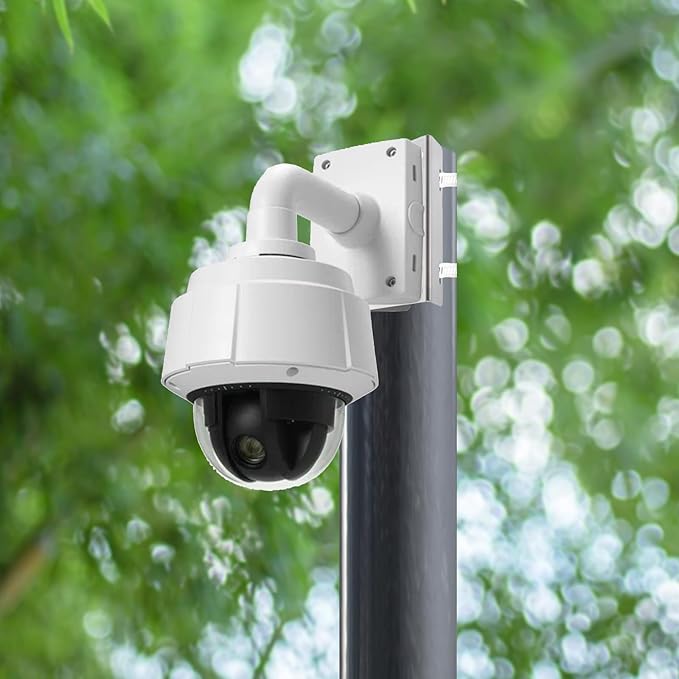 Stainless Steel Camera Pole Mount Bracket Outdoor, Universal Security Cameras Brackets with Adjustable Clamps, Sturdy Mounting Adapter for PTZ Dome, CCTV Surveillance Cam, Solar Panels