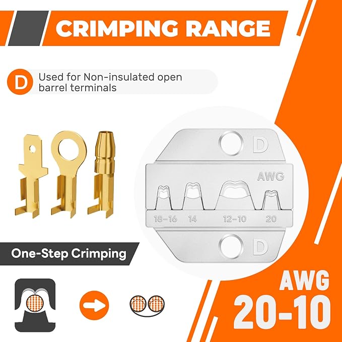 Crimping Die for Open Barrel Terminals - 20-10 AWG