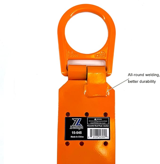 15-545 Reusable Roof Anchor Bracket - High Stength D-ring Roofing Anchor, Fall Protection for Metal Roofs, Construction, Industrial Safety Equipment